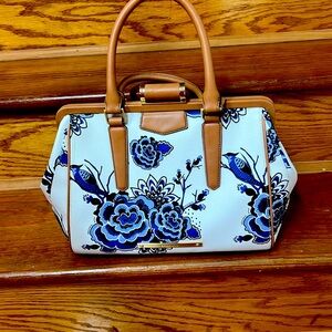 Brahmin floral 12 x 5 x 9 leather two handles crossbody handbag